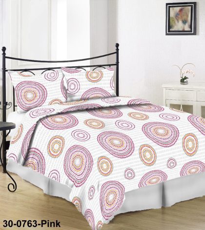 Krepa gultas veļas komplekts PINK CIRCLES