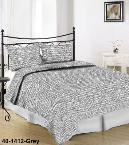 Krepa gultas veļas komplekts Grey Leaves