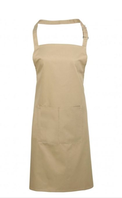 Priekšauts ar krūšu daļu, ar dubultkabatu, khaki