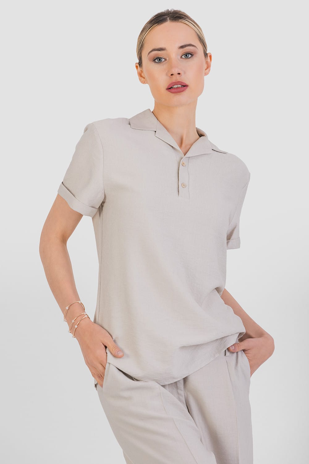 Krekls Unisex ar lina efektu ar apkakli 4 Krekls Unisex ar lina efektu ar apkakli - Image 2