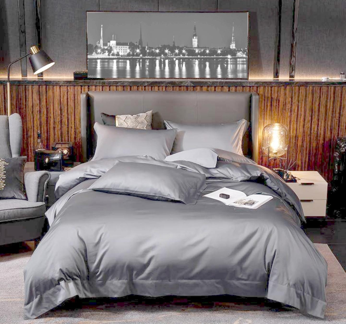 Satīna gultas veļas komplekts Silver Elegance 3 Satīna gultas veļas komplekts Silver Elegance