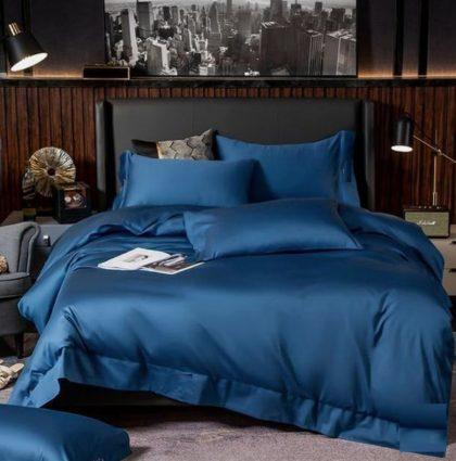 Satīna gultas veļas komplekts Navy Blue